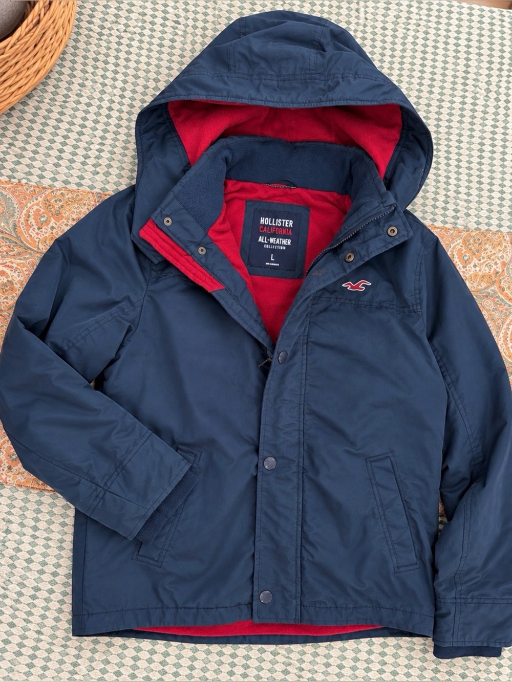 Y2K Hollister California All-Weather Fleece Lined Jacket Men’s L Navy